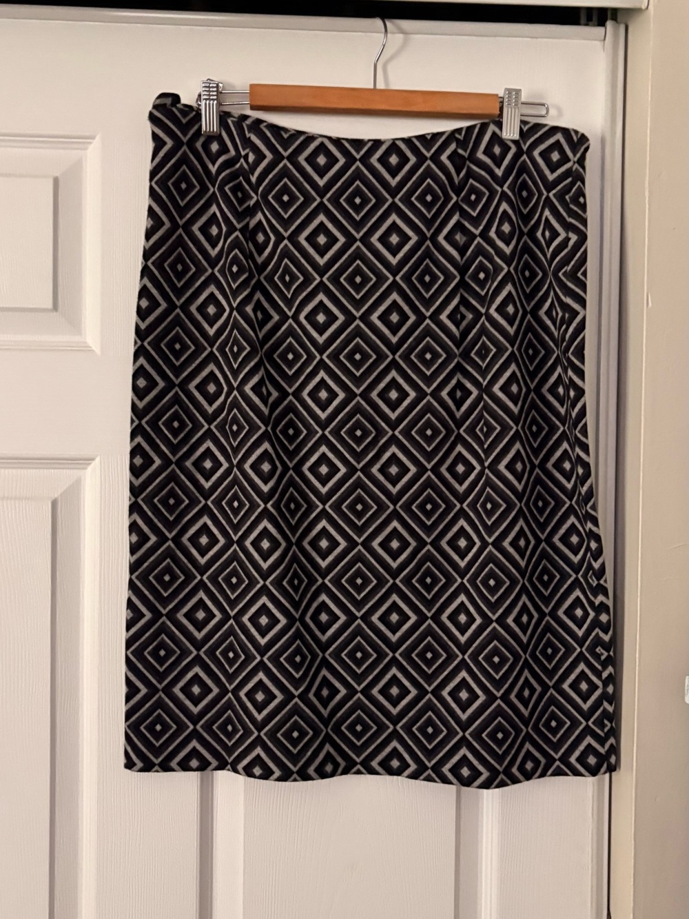 Black, gray and White Geometric A-Line Skirt